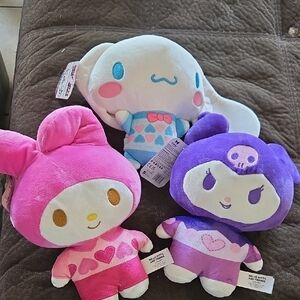 Sanrio Pink, Purple, and White Stuffed Animal Trio